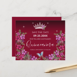 Bloemen en vlinder Quinceanera sparen de Datum