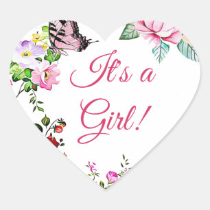  bloemen en vlinder zijn een meisje hart sticker