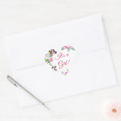 bloemen en vlinder zijn een meisje hart sticker (Envelop)
