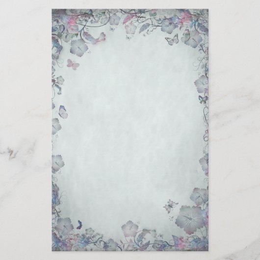 bloemen en vlinderbruiloft briefpapier (Voorkant)