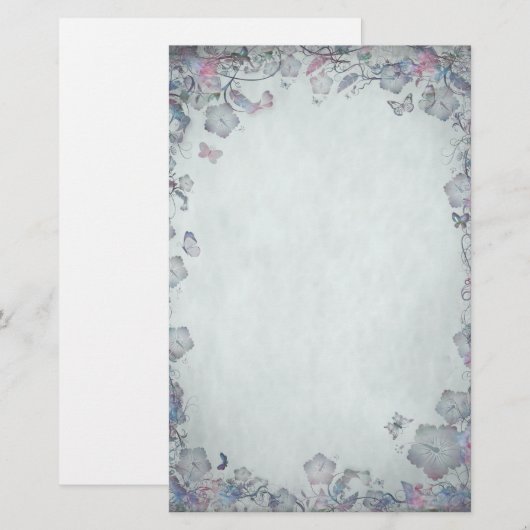 bloemen en vlinderbruiloft briefpapier (Voorkant / Achterkant)