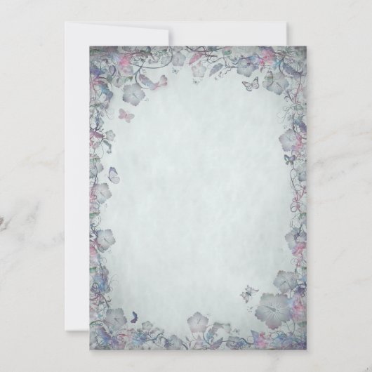  bloemen en vlinderbruiloft kaart (Achterkant)