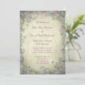  bloemen en vlinderbruiloft kaart (Staand voorkant)