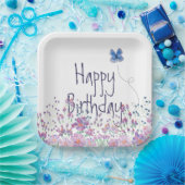 Bloemen en vlinderdag papieren bordje (Feest)