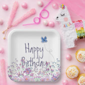 Bloemen en vlinderdag papieren bordje (Feest)