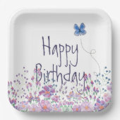 Bloemen en vlinderdag papieren bordje (Voorkant)