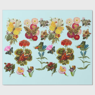 Bloemen en vlinderinsecten natuur planten cadeaupapier