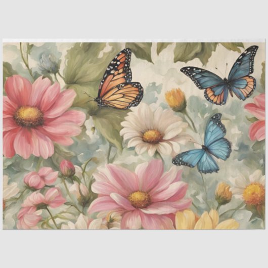 Bloemen en vlinderkunst werk weefsel papier (Voorkant)