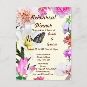Bloemen en vlinderrepetitie Briefkaart