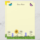 Bloemen en Vlinders 8.5 x 11 Papier (Voorkant / Achterkant)