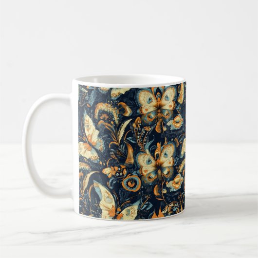 Bloemen en vlinders Abstract patroon Koffiemok (Links)