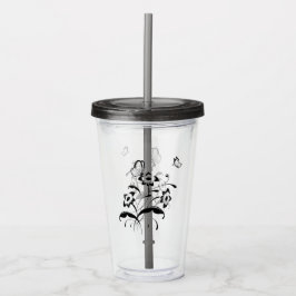 Bloemen en vlinders acryl drinkbeker