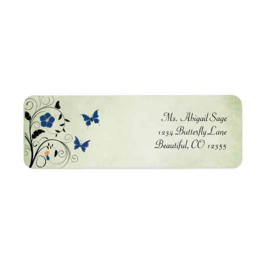 Bloemen en Vlinders Adreslabel Etiket (Voorkant)