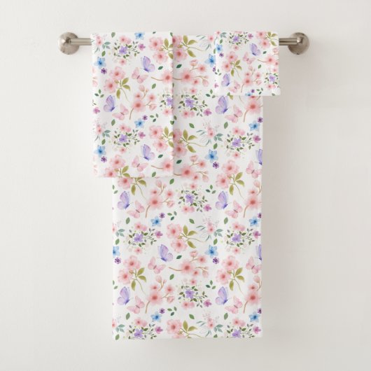 Bloemen en Vlinders Bad Handdoek (Insitu)