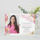 Bloemen en vlinders blijven of gaan douchen kaart (Staand voorkant)