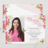 Bloemen en vlinders blijven of gaan douchen kaart (Voorkant / Achterkant)