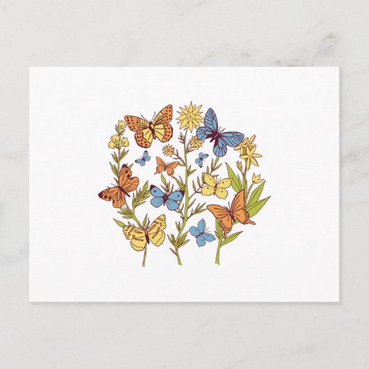 Bloemen en vlinders briefkaart (Voorkant)