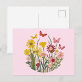 Bloemen en vlinders briefkaart (Voorkant / Achterkant)