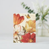 Bloemen en vlinders briefkaart (Staand voorkant)