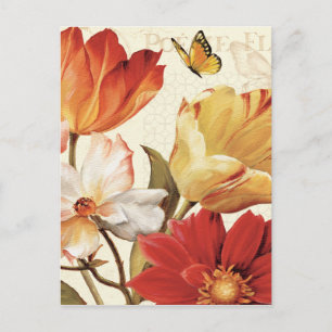 Bloemen en vlinders briefkaart