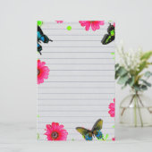 Bloemen en vlinders briefpapier (Staand voorkant)