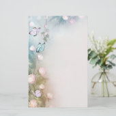 Bloemen en vlinders briefpapier (Staand voorkant)