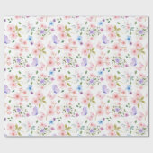 Bloemen en vlinders cadeaupapier (Vlak)