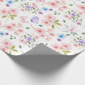 Bloemen en vlinders cadeaupapier (Hoek)