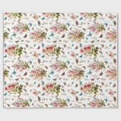 Bloemen en vlinders cadeaupapier (Vlak)