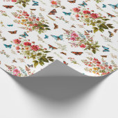 Bloemen en vlinders cadeaupapier (Hoek)