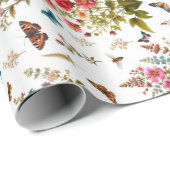 Bloemen en vlinders cadeaupapier (Rol Hoek)