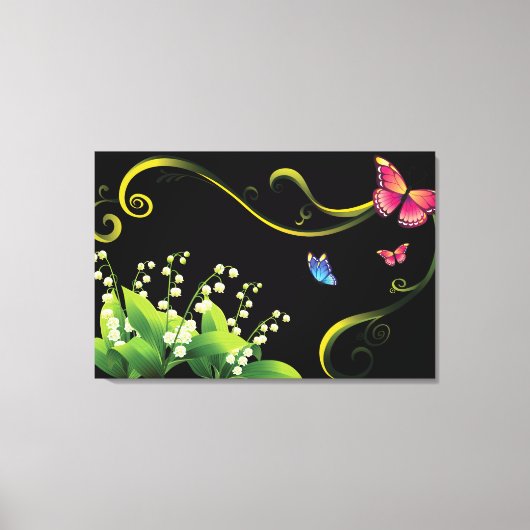 Bloemen en vlinders canvas afdruk (Voorkant)