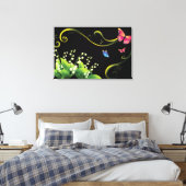 Bloemen en vlinders canvas afdruk (Insitu (Slaapkamer))