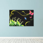 Bloemen en vlinders canvas afdruk (Insitu (Houten vloer))