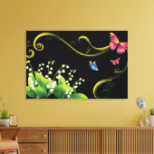 Bloemen en vlinders canvas afdruk (Insitu (Woonkamer))
