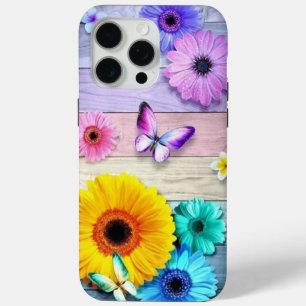Bloemen en vlinders iPhone 15 pro max hoesje