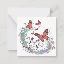 Bloemen en vlinders dank u notitiekaartje