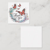 Bloemen en vlinders dank u notitiekaartje (Voorkant / Achterkant)