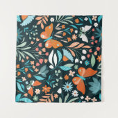 Bloemen en vlinders, decoratief naadloos patroon wandkleed (Voorkant (horizontaal))