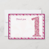 Bloemen en vlinders eerste verjaardag dank je bedankkaart (Voorkant)