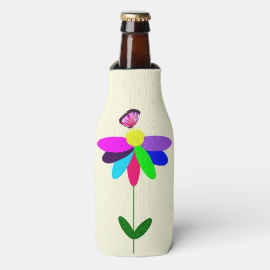 Bloemen en vlinders fles koeler (Fles Voorkant)