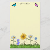 Bloemen en Vlinders Gepersonaliseerd 5,5" x 8,5" Briefpapier (Voorkant)
