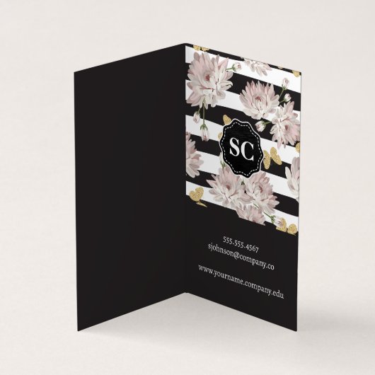 Bloemen en vlinders | Gestreept Visitekaartje (Binnen)