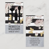 Bloemen en vlinders | Glitter Makeup-set Visitekaartje (Voorkant / Achterkant)