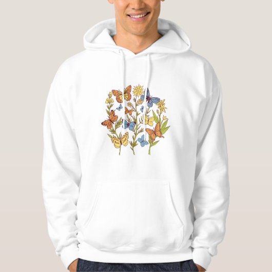 Bloemen en vlinders hoodie (Voorkant)