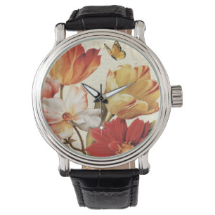 Bloemen en vlinders horloge