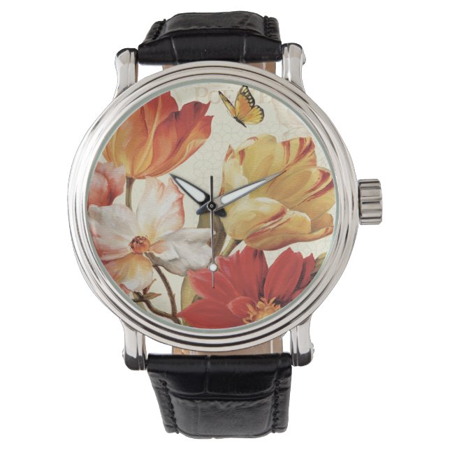 Bloemen en vlinders horloge (Voorkant)