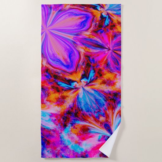 bloemen en vlinders in het abstract strandlaken (Voorkant)