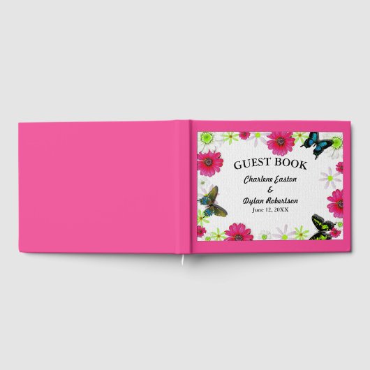 Bloemen en vlinders in het mozaïekhuwelijk gastenboek (Volledig)