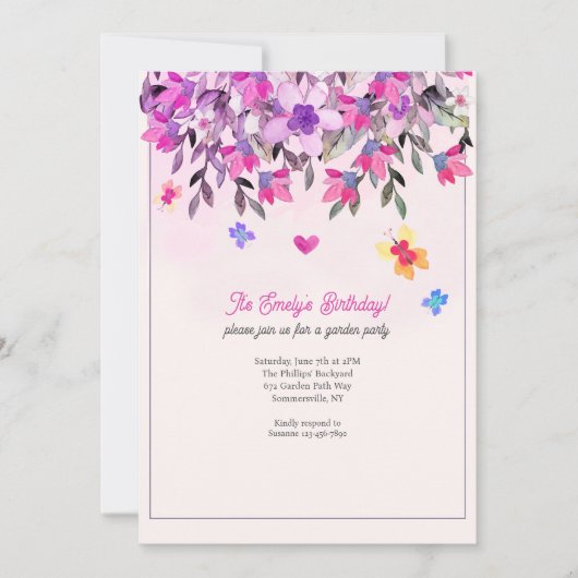 Bloemen en vlinders kaart (Voorkant)